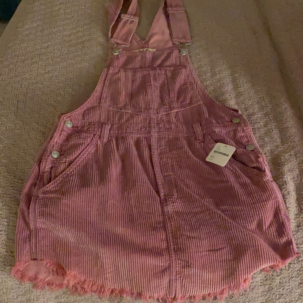 Free people pink courderoy overall dress